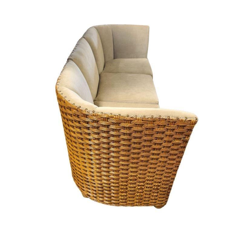 Restored Mid-Century Woven Wicker Sectional Sofa - 2