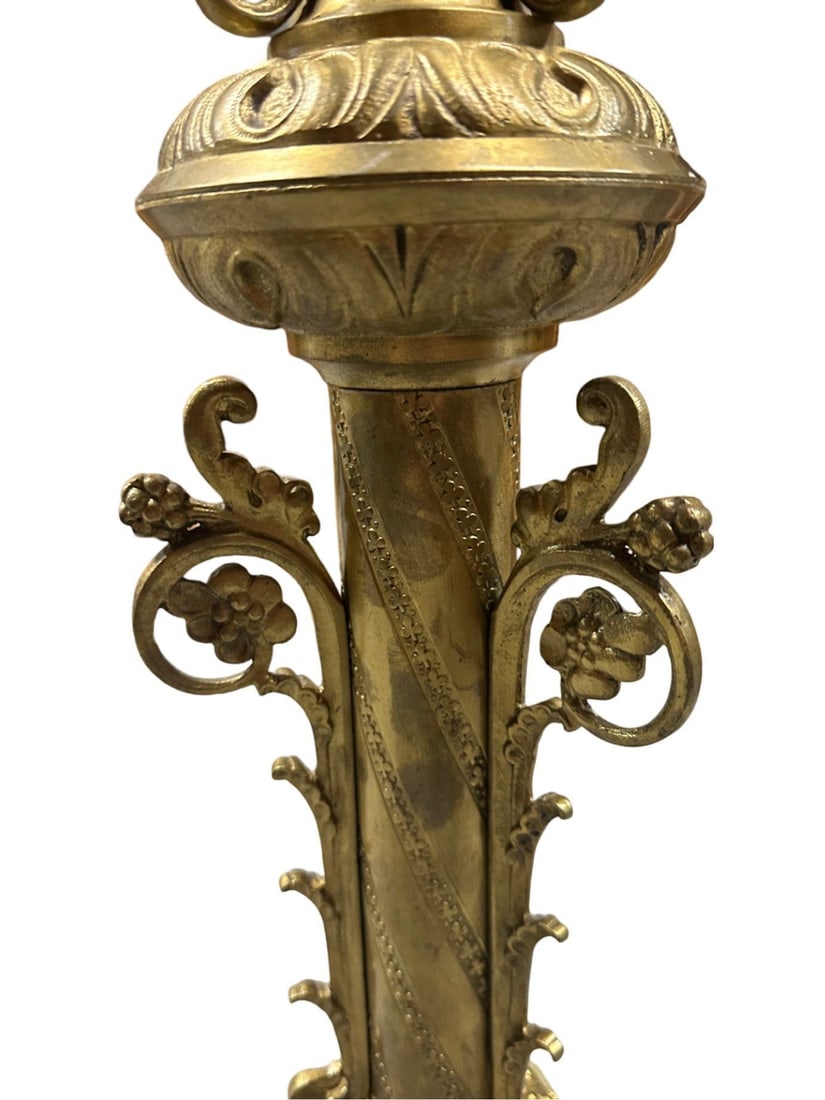 Hollywood Regency Neo-Gothic Scrolling Solid Brass Dragon Table Lamp - 2