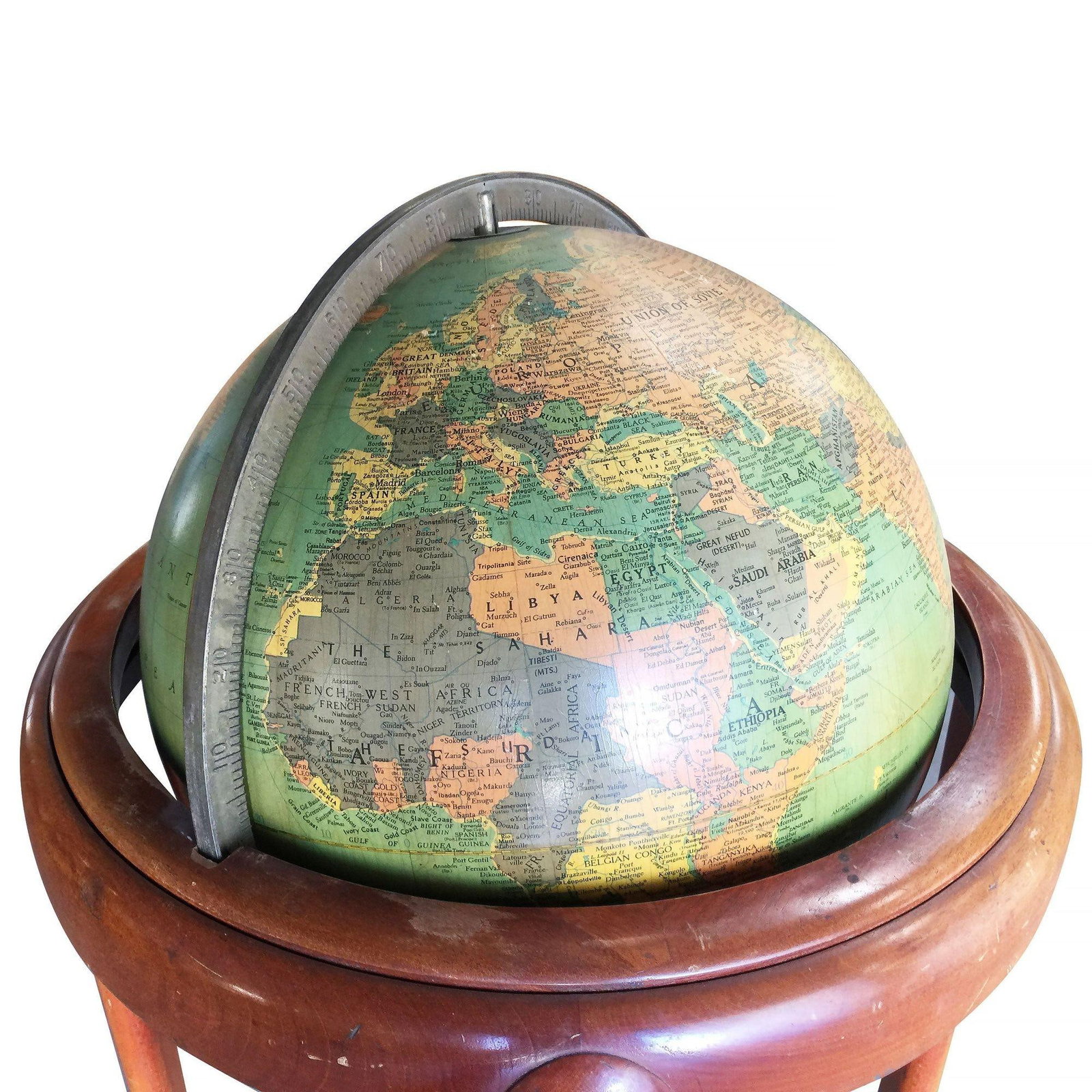 Midcentury Mahogany Floor Globe by Replogle - 2