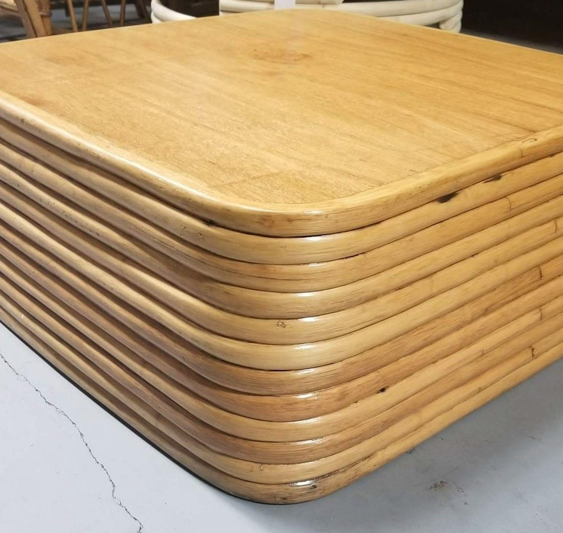 Restored Rattan Solid Stacked Coffee Table - 2
