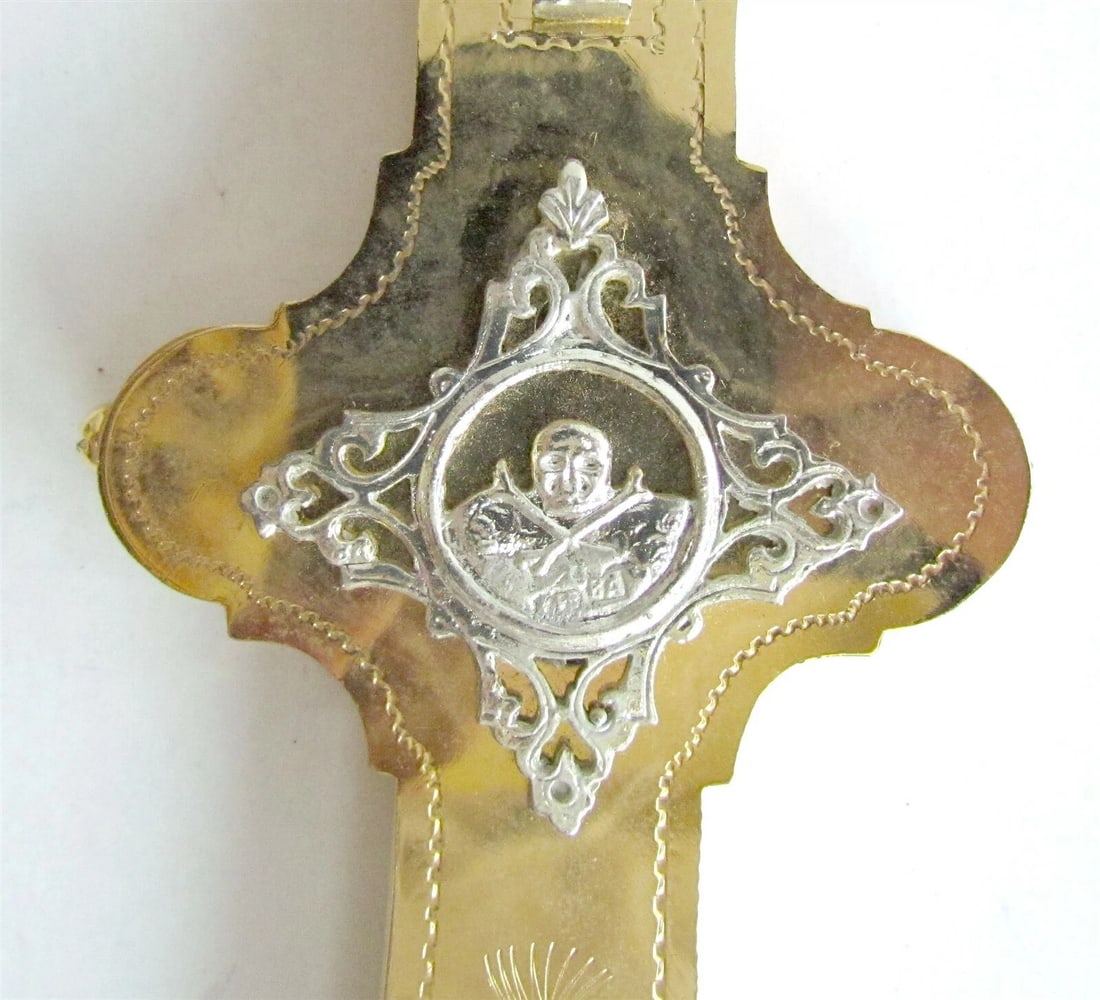 GREEK - RUSSIAN ORTHODOX CHURCH GILT BLESSING CROSS - 3