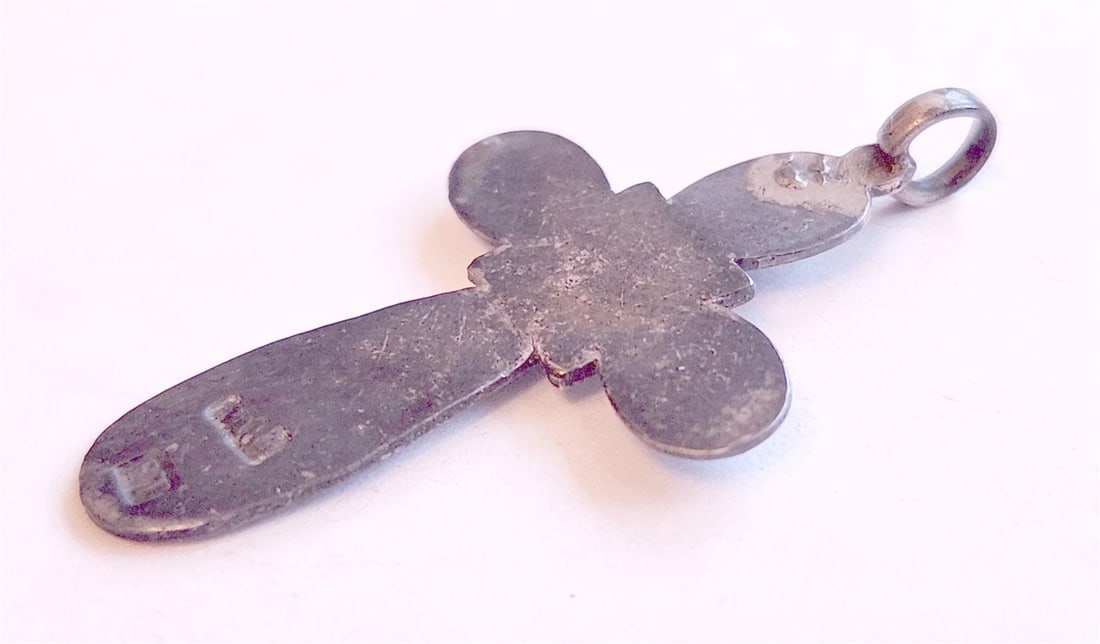19th century RUSSIAN ORTHODOX SILVER ENAMEL icon NECK CROSS antique - 3