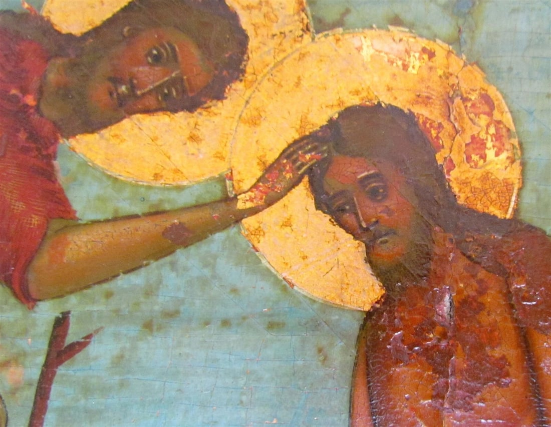 RUSSIAN ICON of BAPTISM of CHRIST antique 19th CENTURY - 3