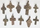 RUSSIAN orthodox icon NECK CROSSES LOT of 10 antique 18th - 19th century: Wear, visible on the photos Size of the largest: 1 1/4 by 1 3/4 inches Reserve: $119.00 Shipping: Domestic: Flat-rate of $25.00 to anywhere within the contiguous U.S. International: Foreign shipping