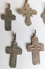 RUSSIAN orthodox icon NECK CROSSES LOT of 10 antique 18th - 19th century - 2