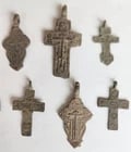 RUSSIAN orthodox icon NECK CROSSES LOT of 10 antique 18th - 19th century - 3