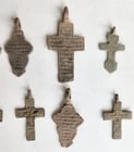 RUSSIAN orthodox icon NECK CROSSES LOT of 10 antique 18th - 19th century - 6