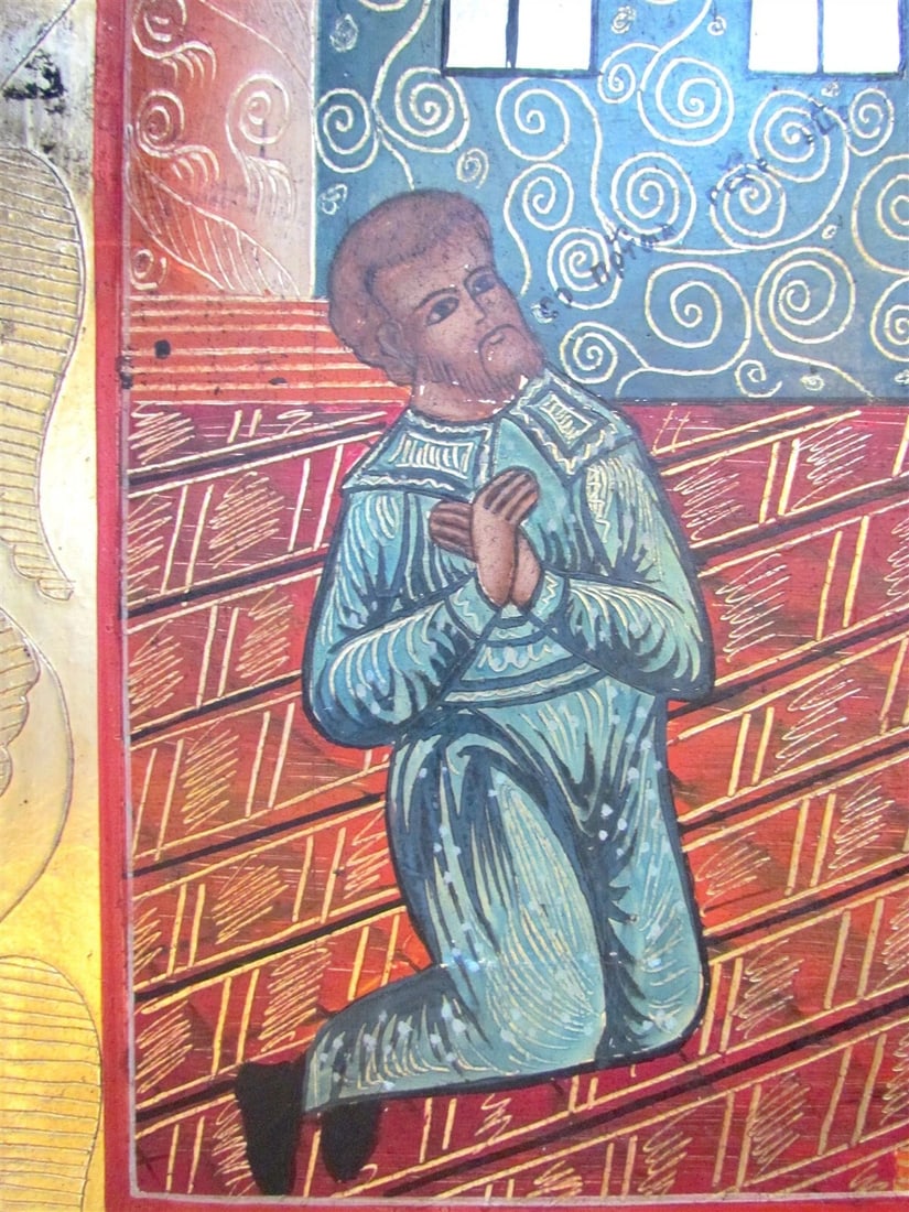 RUSSIAN ICON of UNEXPECTED JOY 19th CENTURY large 17 x 20 ANTIQUE HAND PAINTED - 4