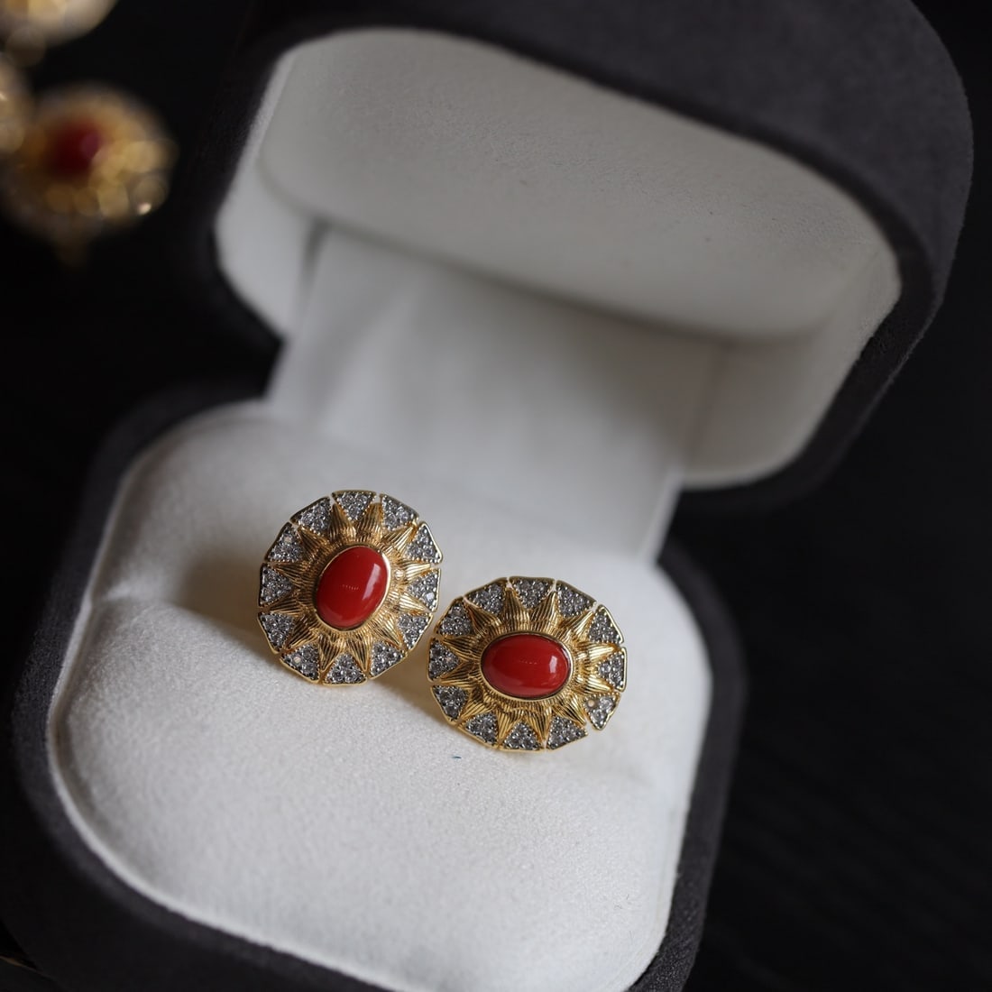 S925 Silver Natural Red Coral Earrings (1 of 5)