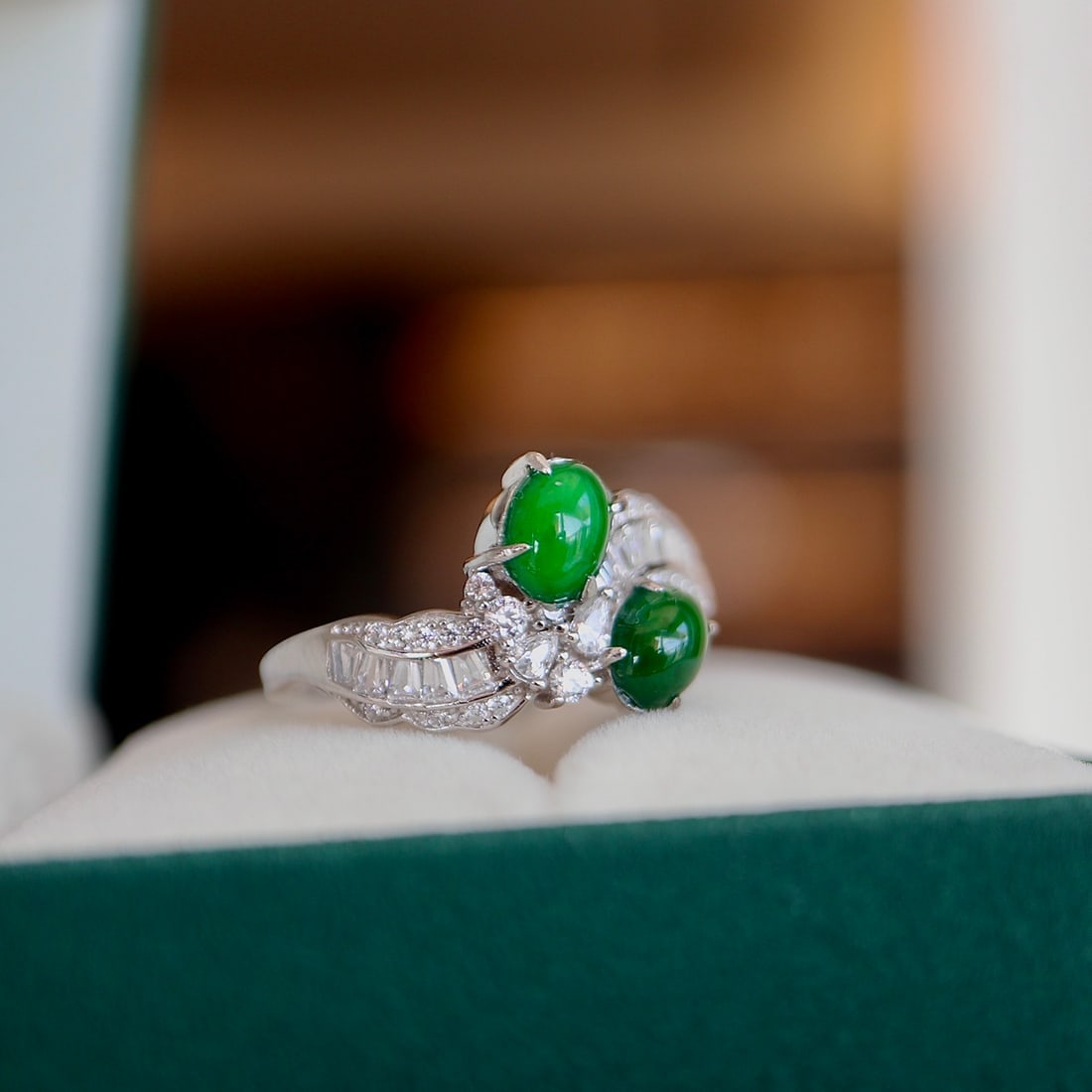 S925 Sterling Silver Natural Jadeite Ring - 2