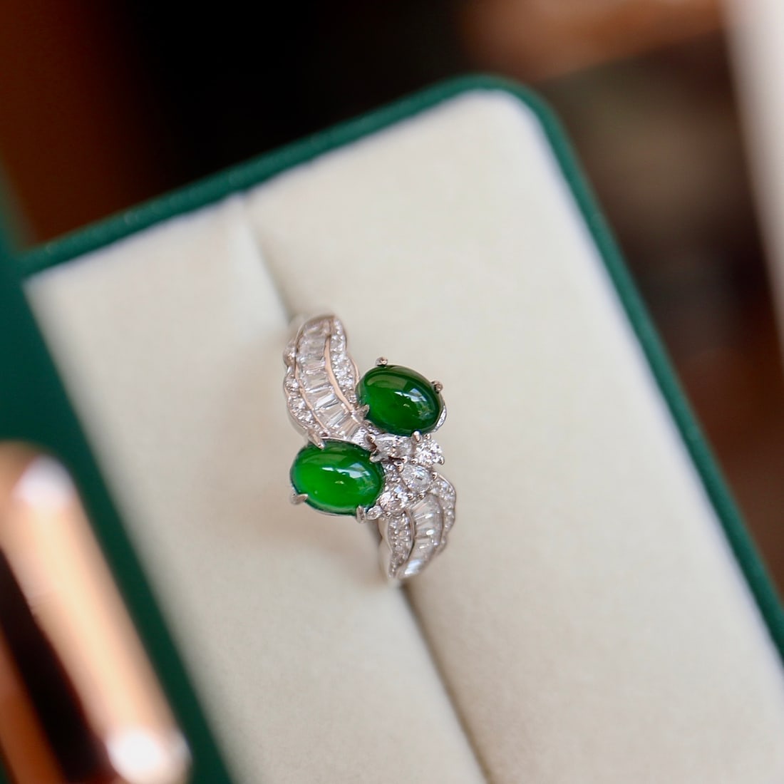 S925 Sterling Silver Natural Jadeite Ring - 3