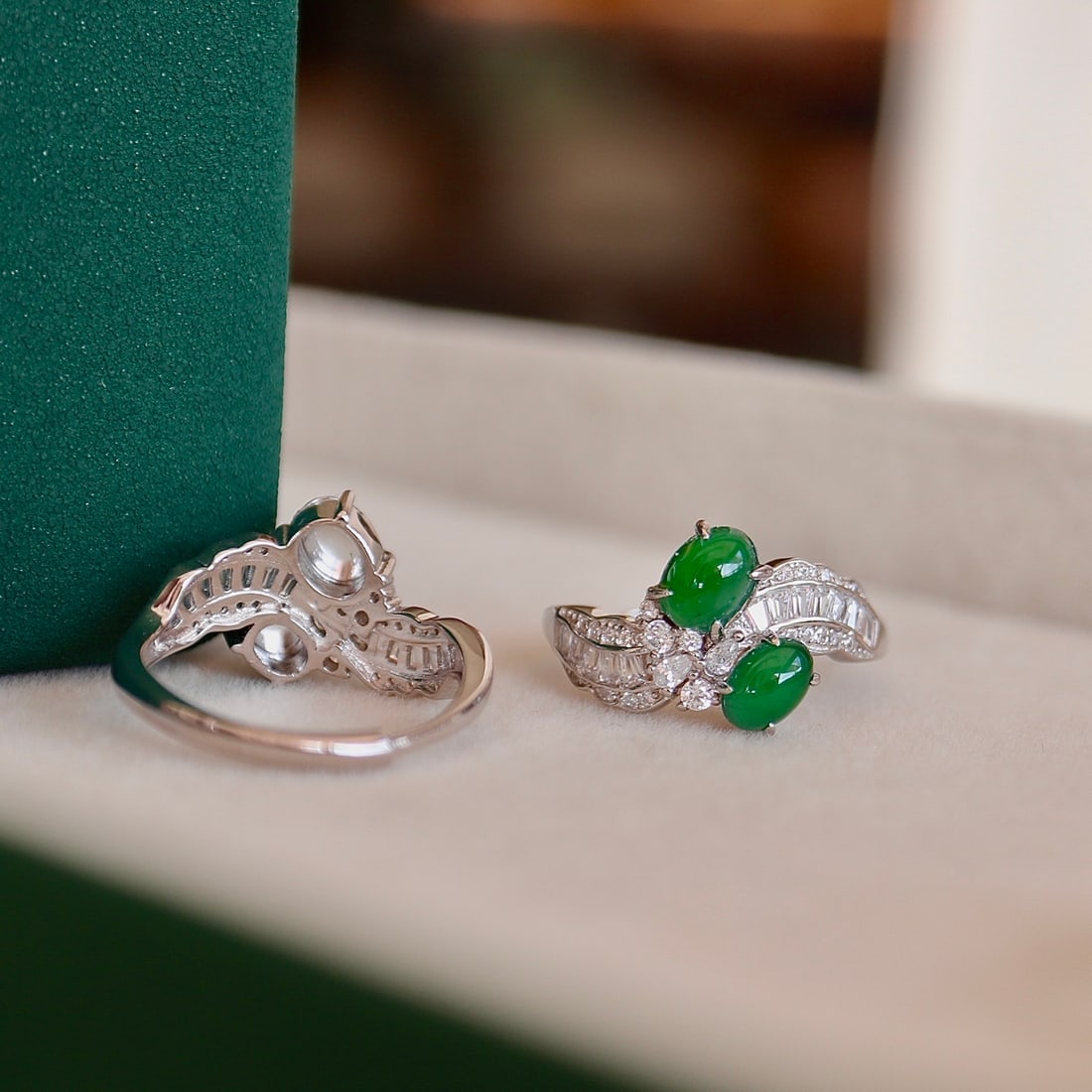 S925 Sterling Silver Natural Jadeite Ring - 4