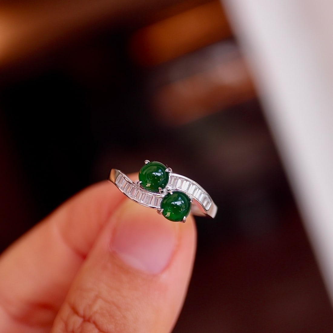 S925 Silver Natural Jade Ring - 6