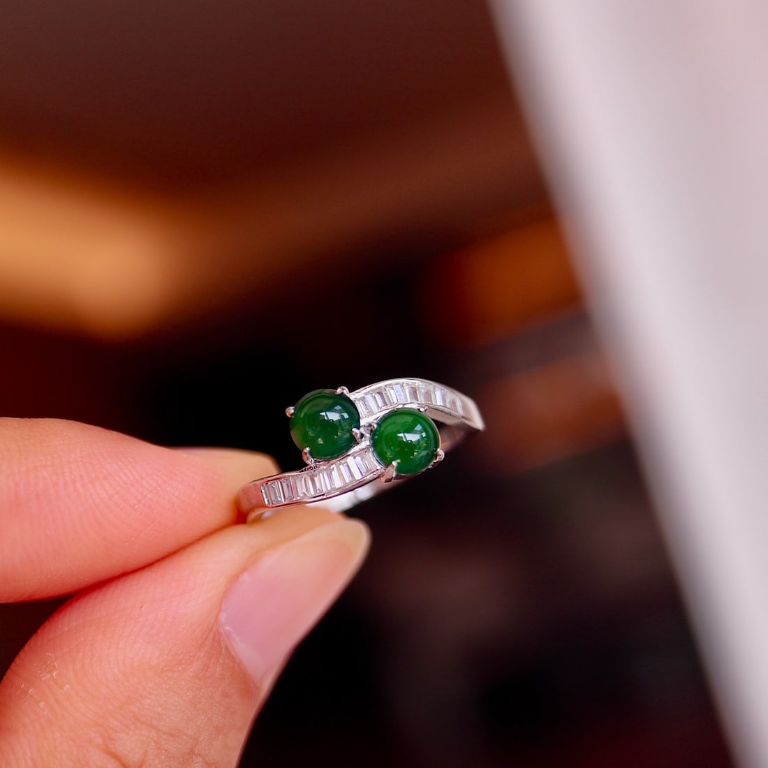 S925 Silver Natural Jade Ring - 7