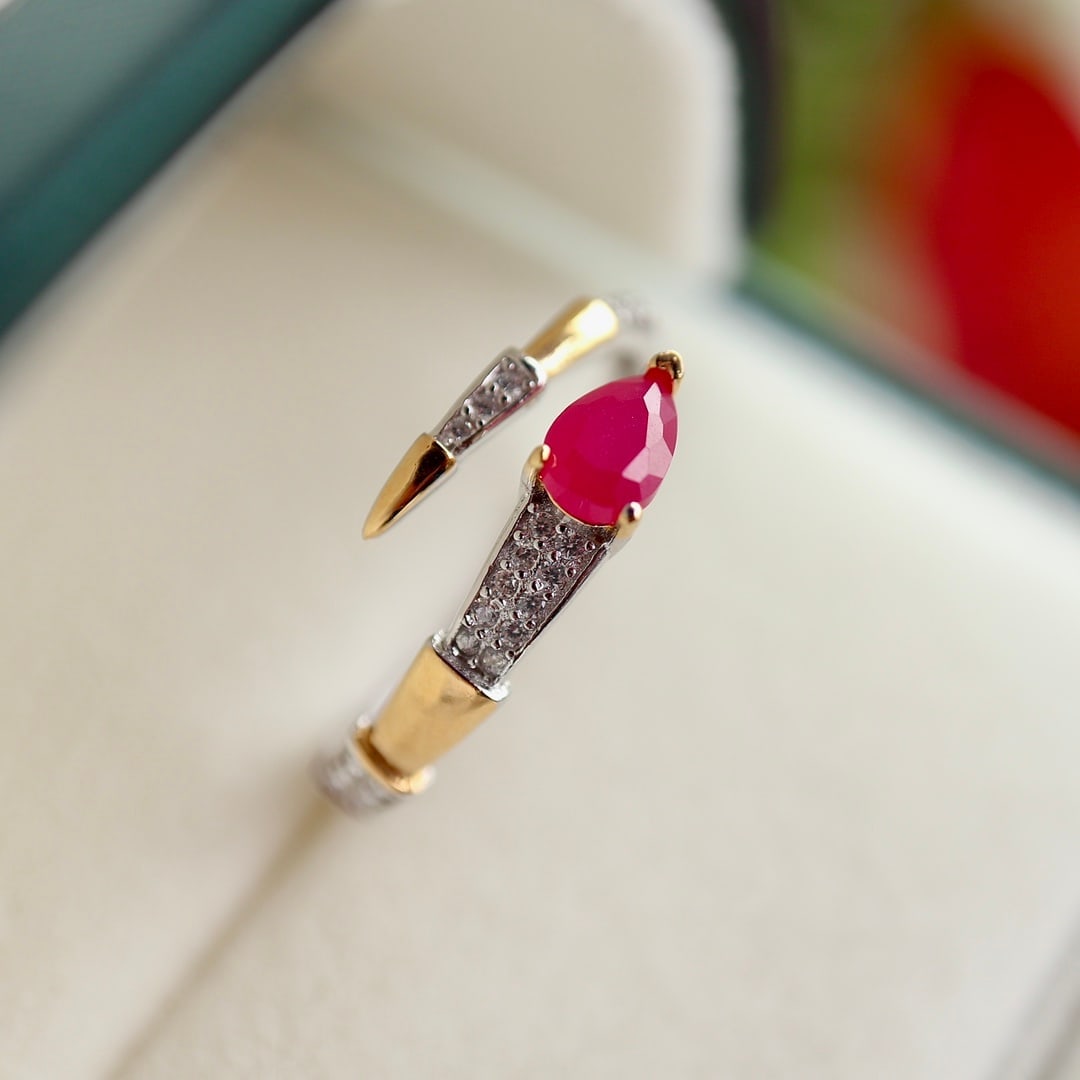 Sterling silver natural ruby ??ring - 2