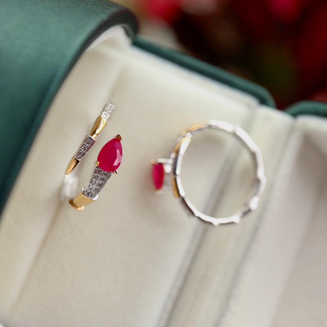 Sterling silver natural ruby ??ring - 3