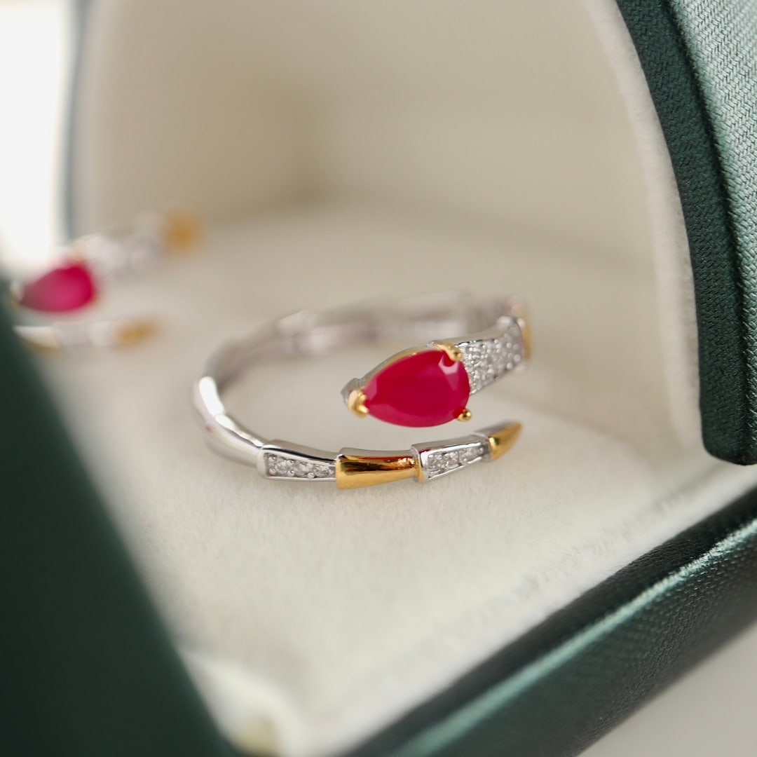 Sterling silver natural ruby ??ring - 4