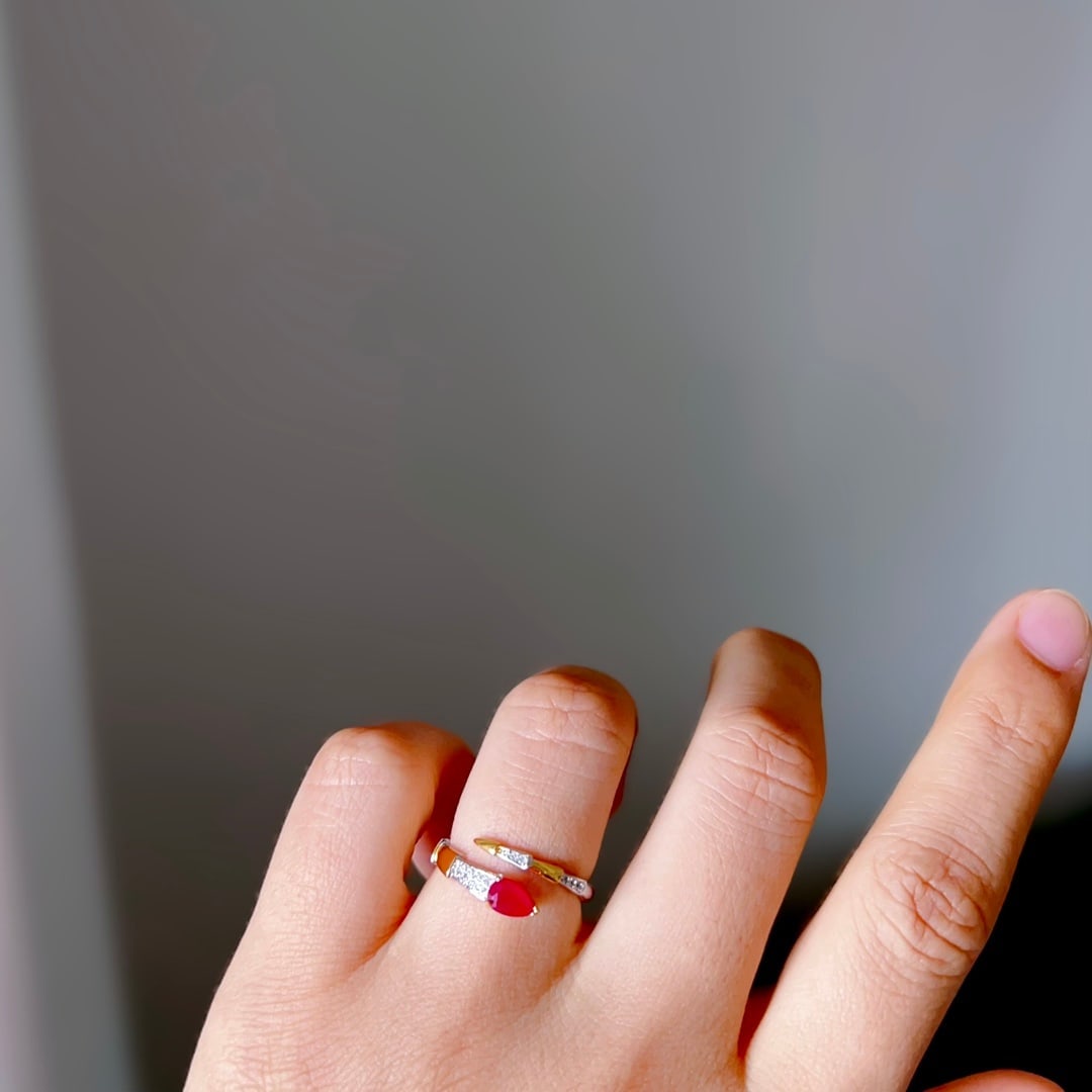 Sterling silver natural ruby ??ring - 7