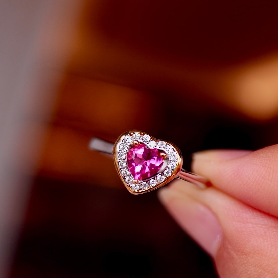 S925 Silver Natural Pink Topaz Ring - 8
