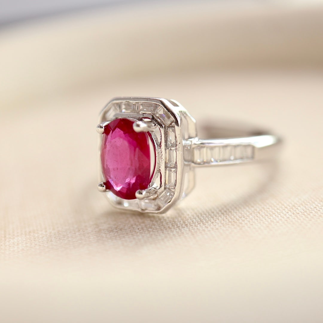 Sterling silver natural ruby ??ring - 4