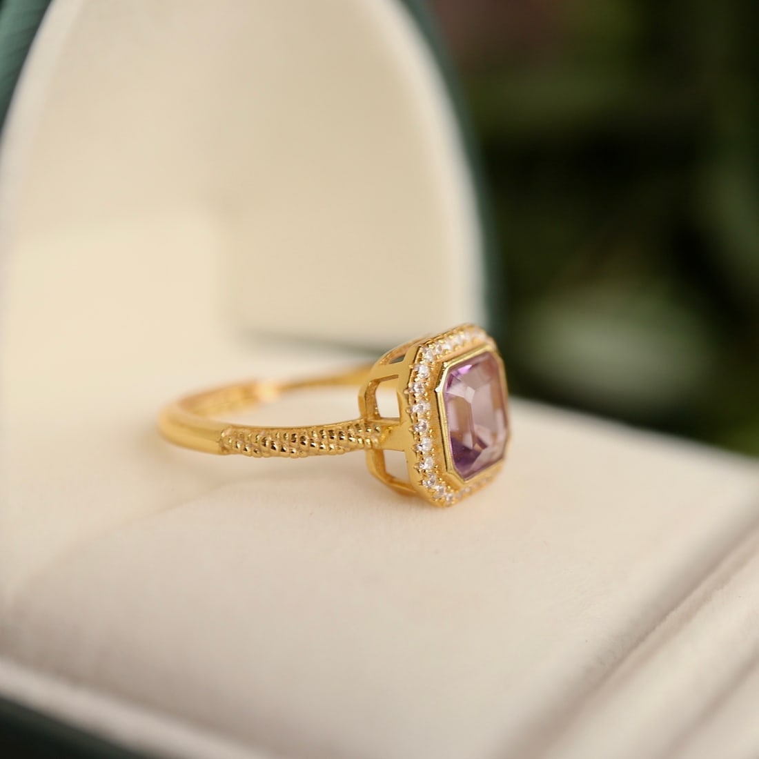 S925 Silver Natural Amethyst Ring - 4