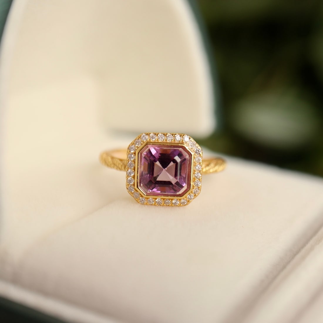 S925 Silver Natural Amethyst Ring - 6