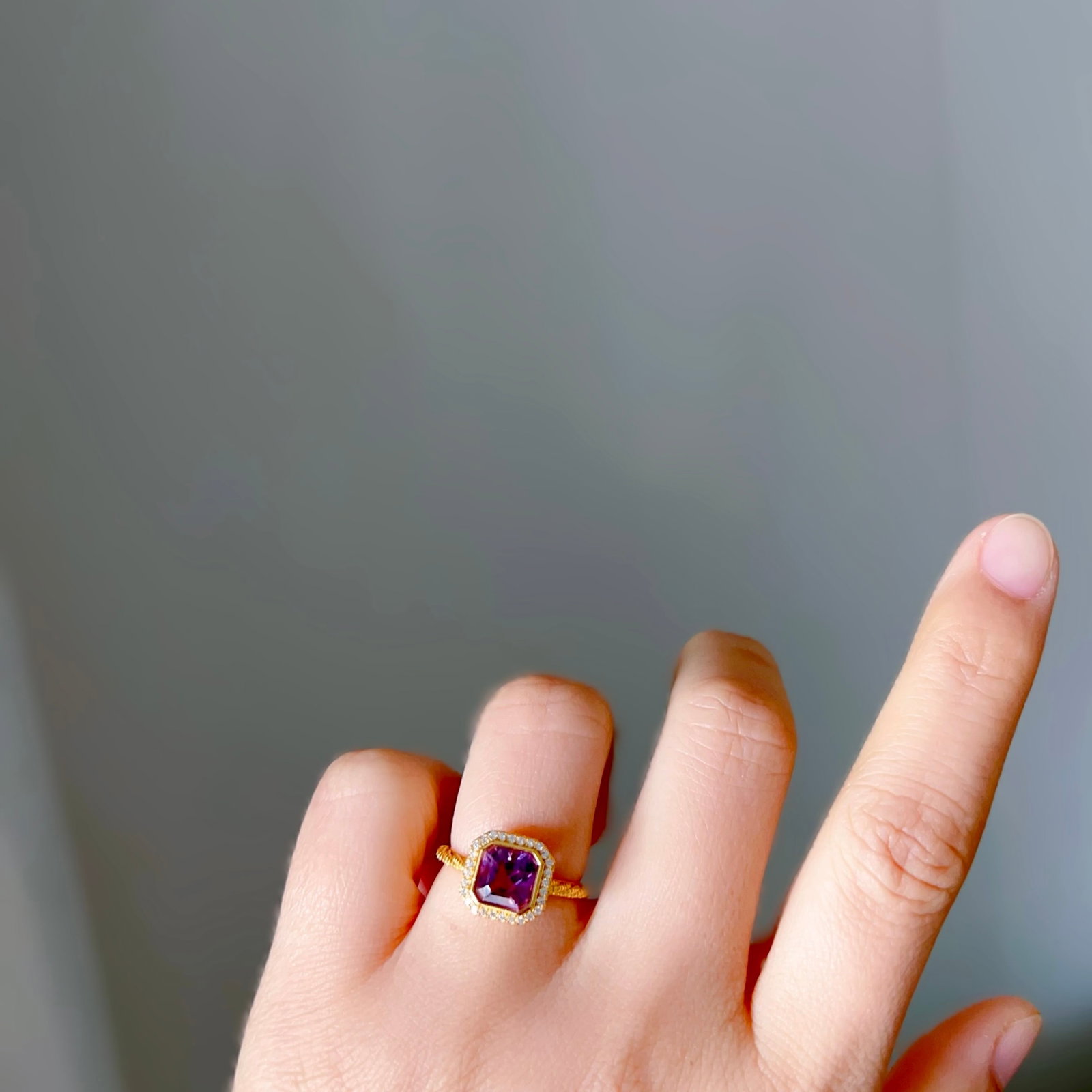 S925 Silver Natural Amethyst Ring - 7