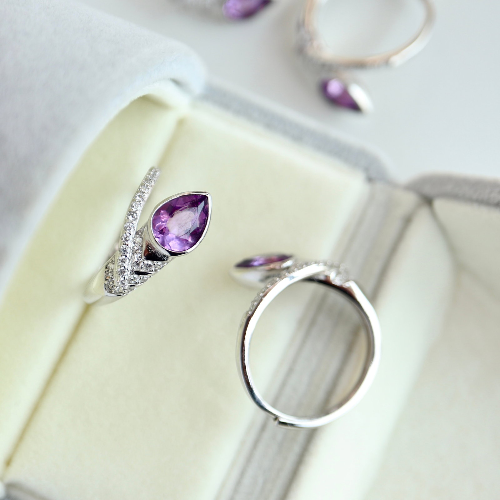 S925 Silver Natural Amethyst Ring - 4