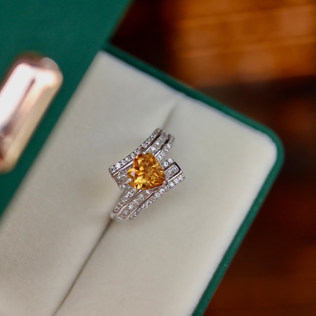 S925 Silver Natural Citrine Ring - 7