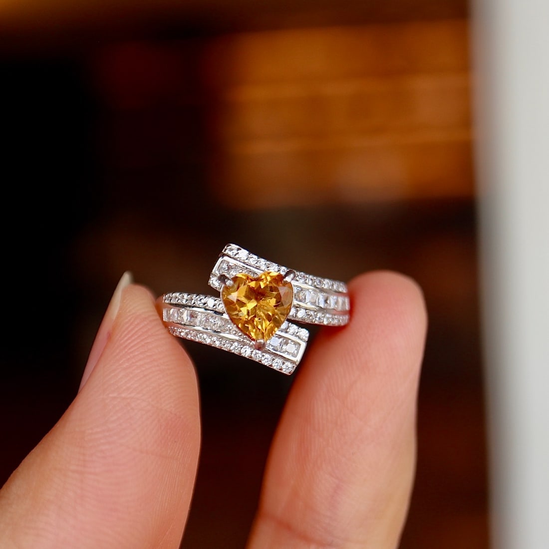 S925 Silver Natural Citrine Ring - 8