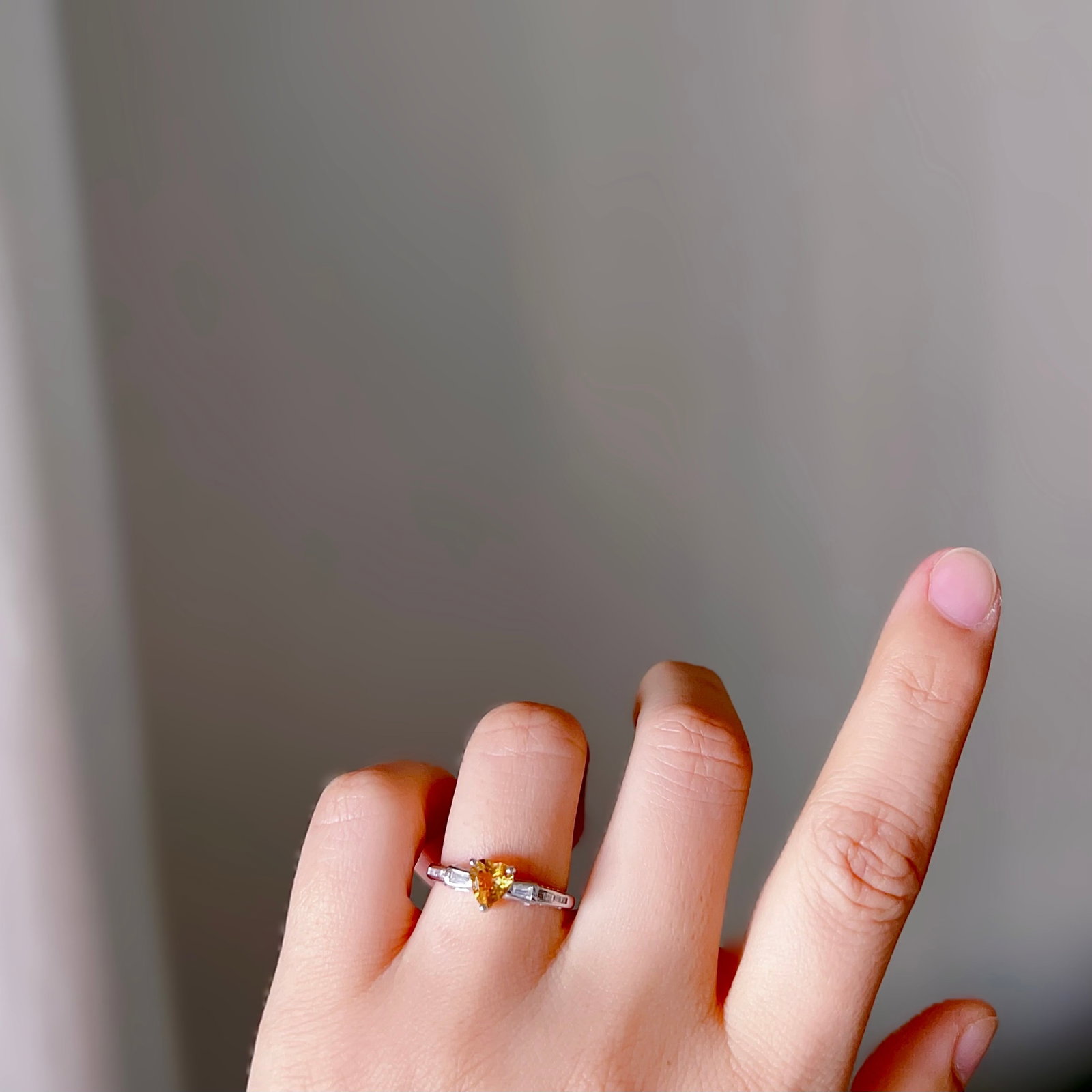 S925 Silver Natural Citrine Ring - 7