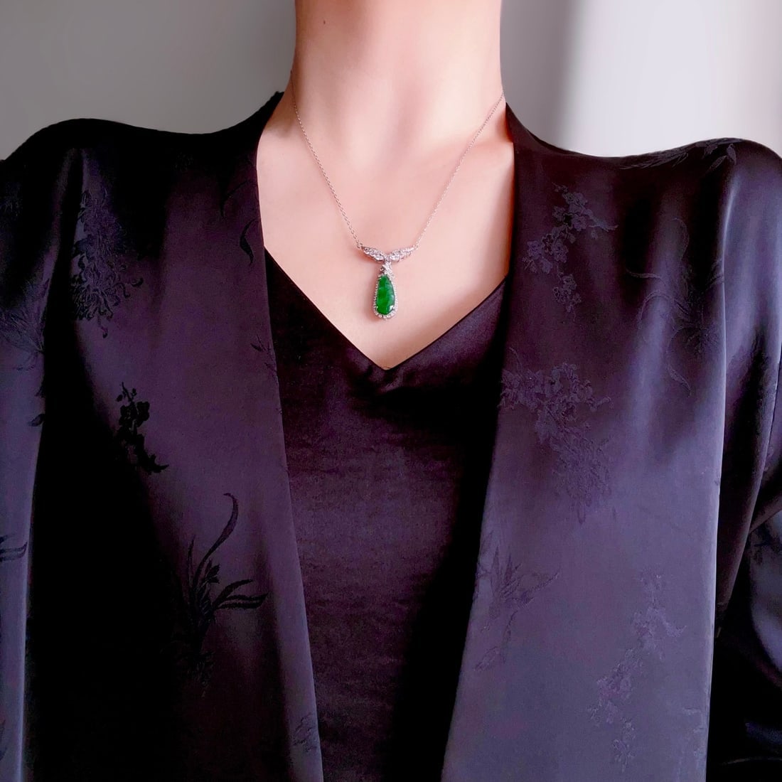 S925 Silver Natural Jade Necklace - 9
