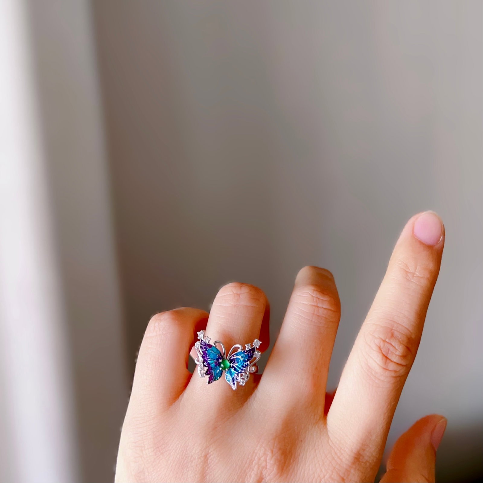 S925 Silver Natural Jade Ring - 7
