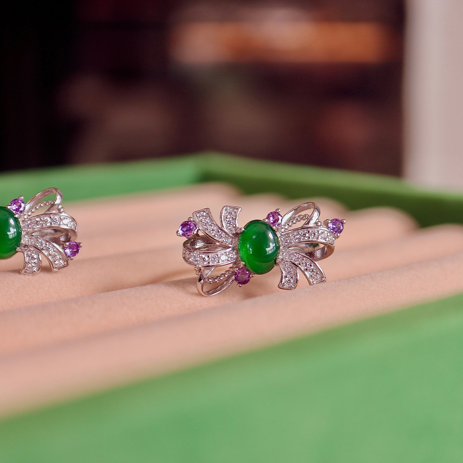 S925 Silver Natural Jadeite Ring - 5