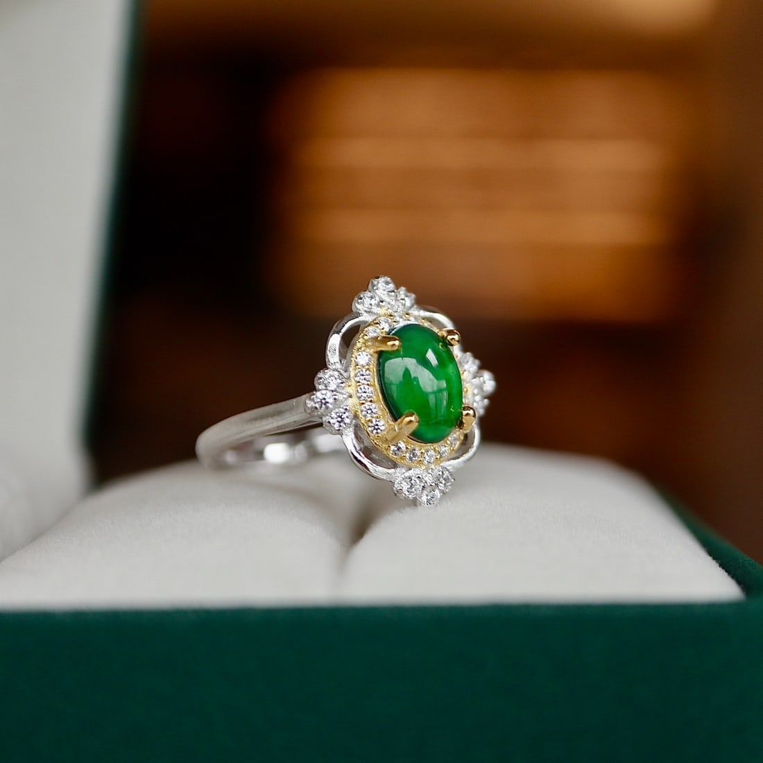 S925 Sterling Silver Natural Jadeite Ring - 2