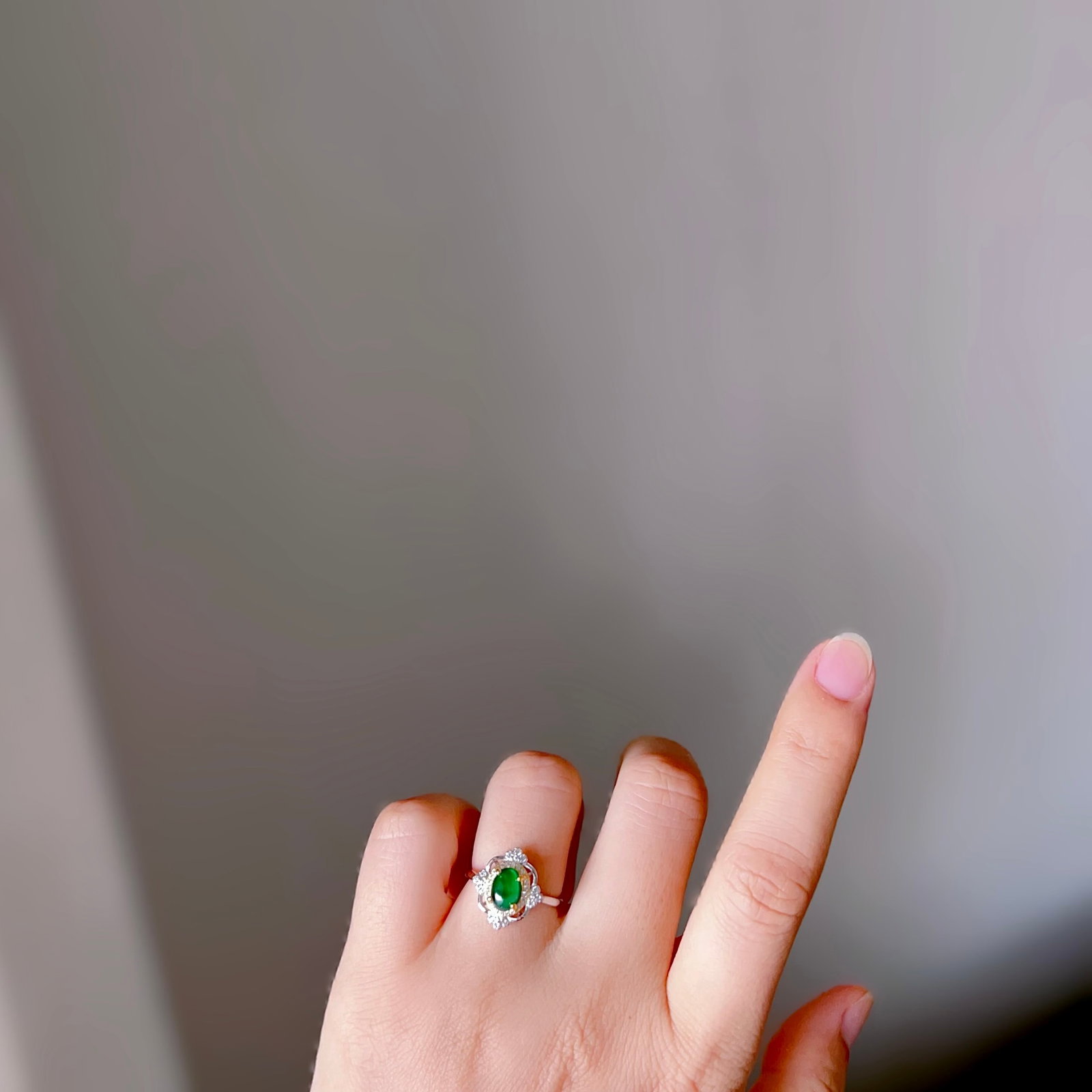 S925 Sterling Silver Natural Jadeite Ring - 8