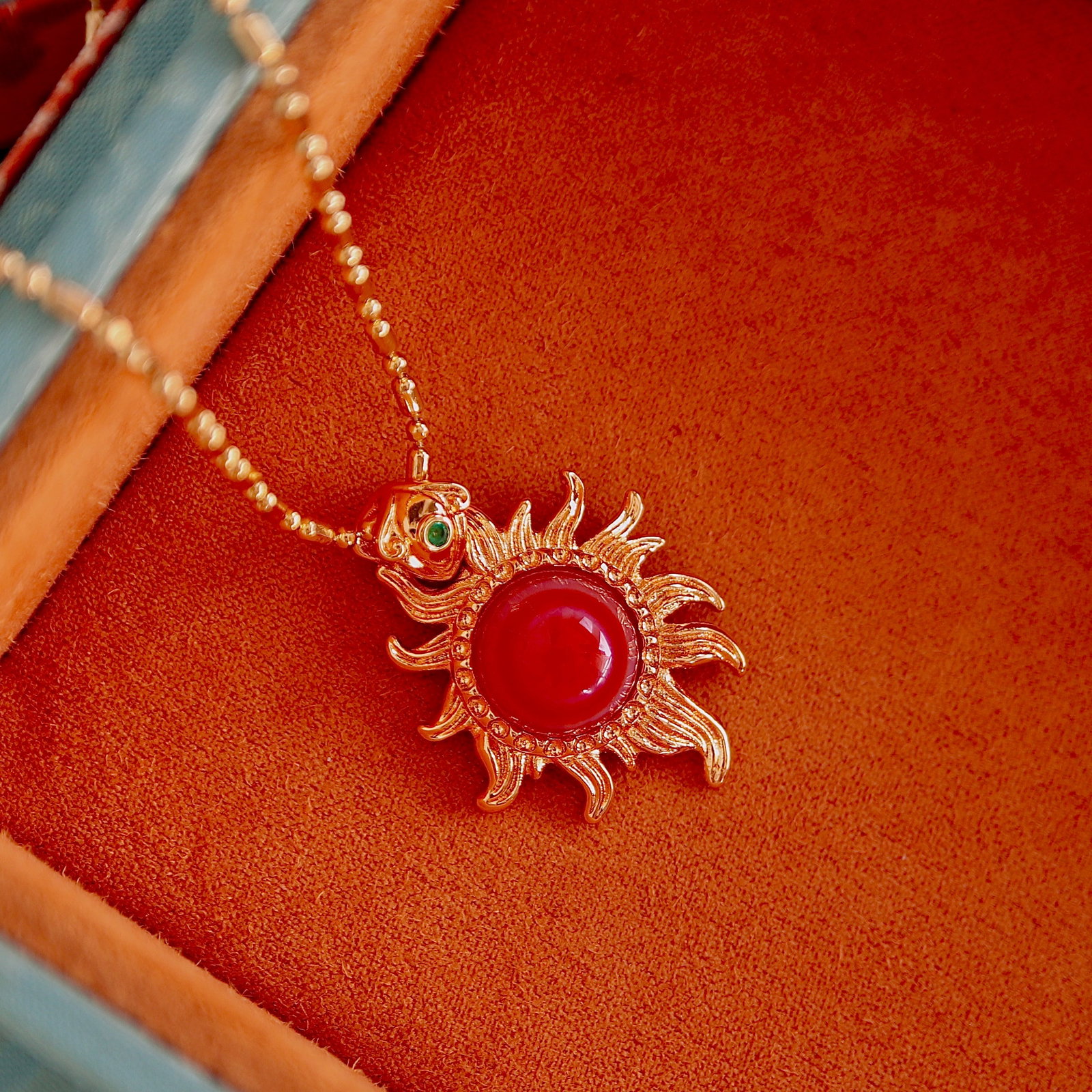 Natural Red Dzi Bead Necklace - 2