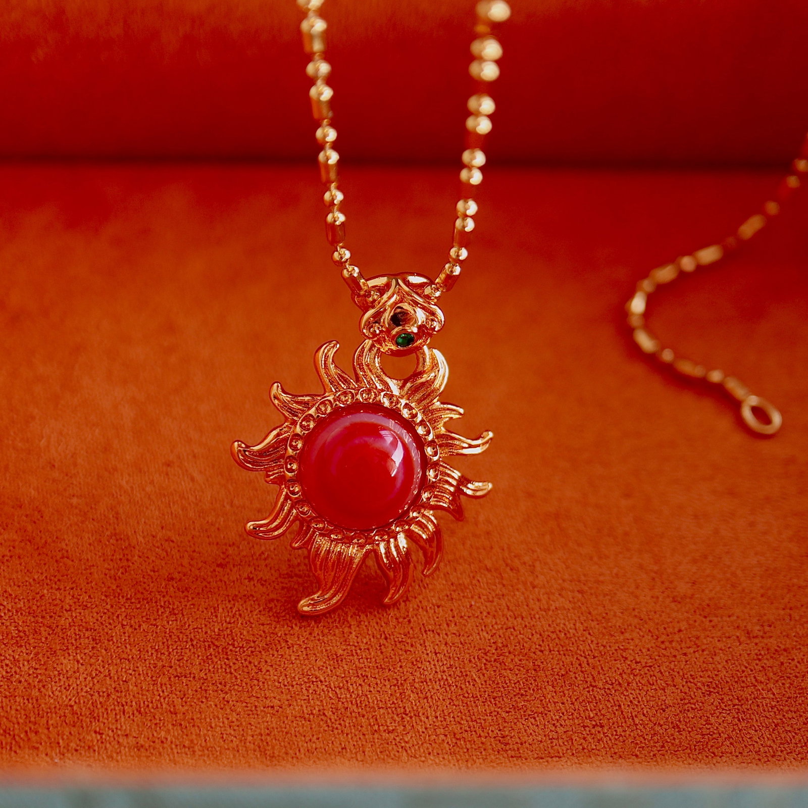 Natural Red Dzi Bead Necklace - 3