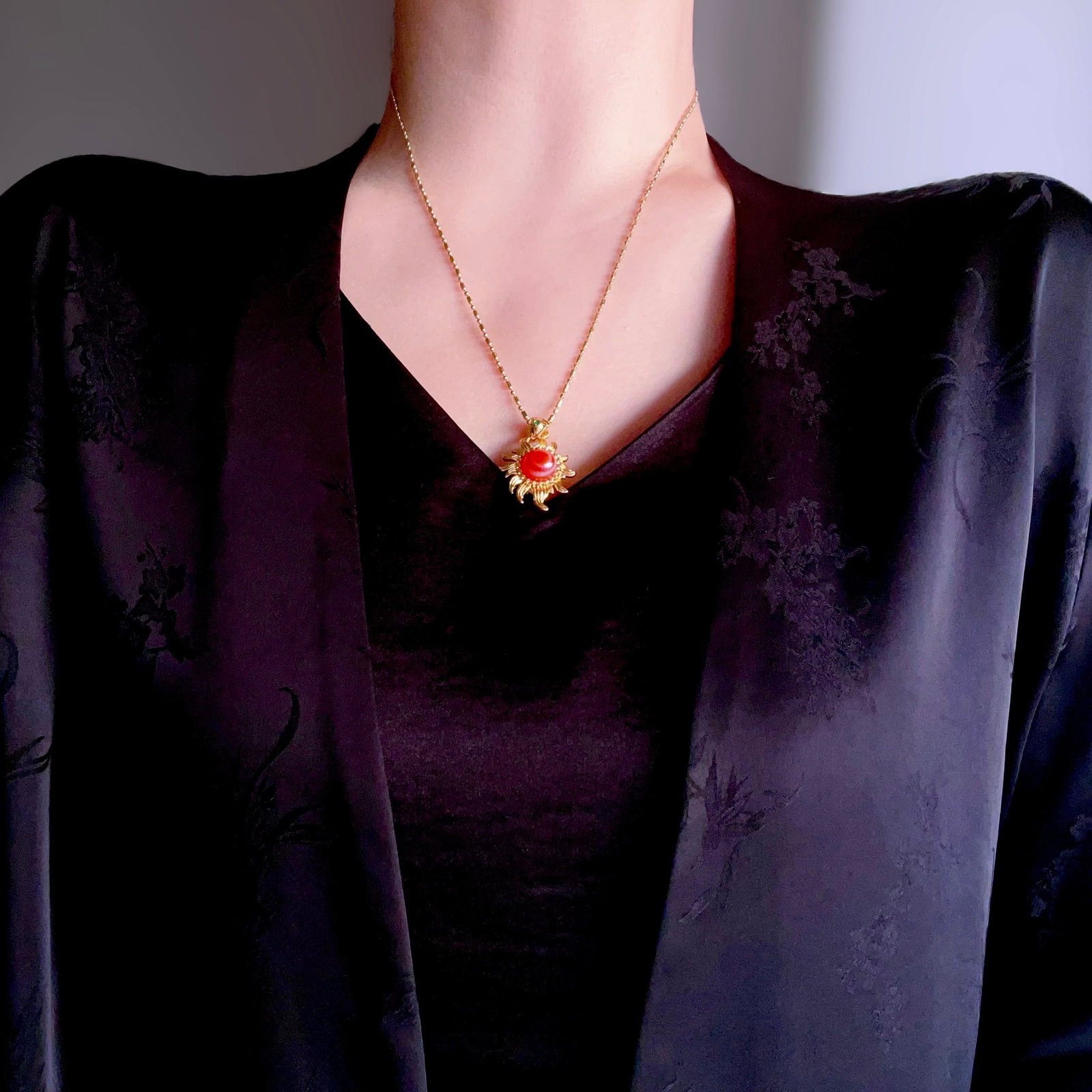 Natural Red Dzi Bead Necklace - 8