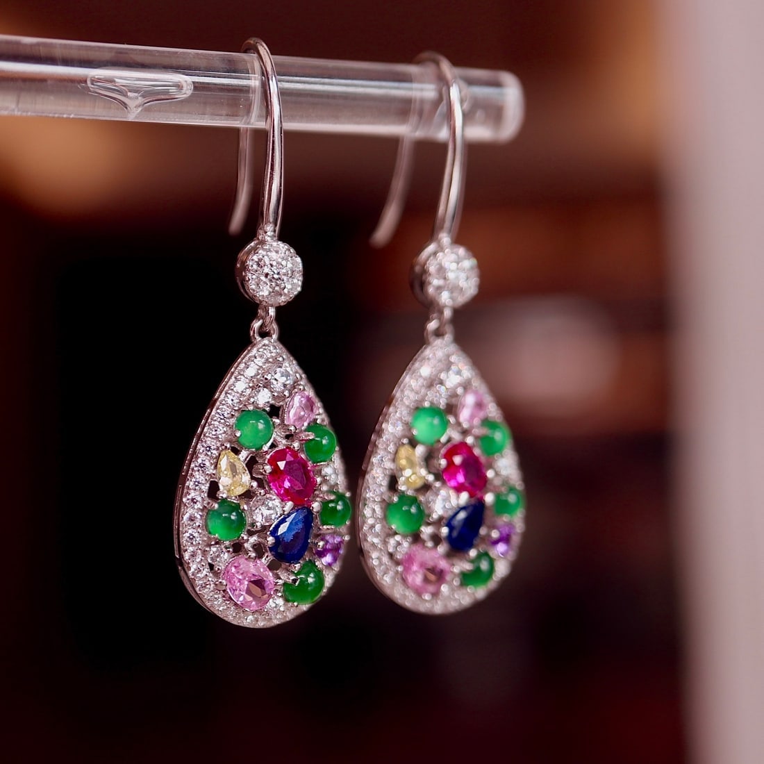 S925 Silver Natural Jade Earrings - 2