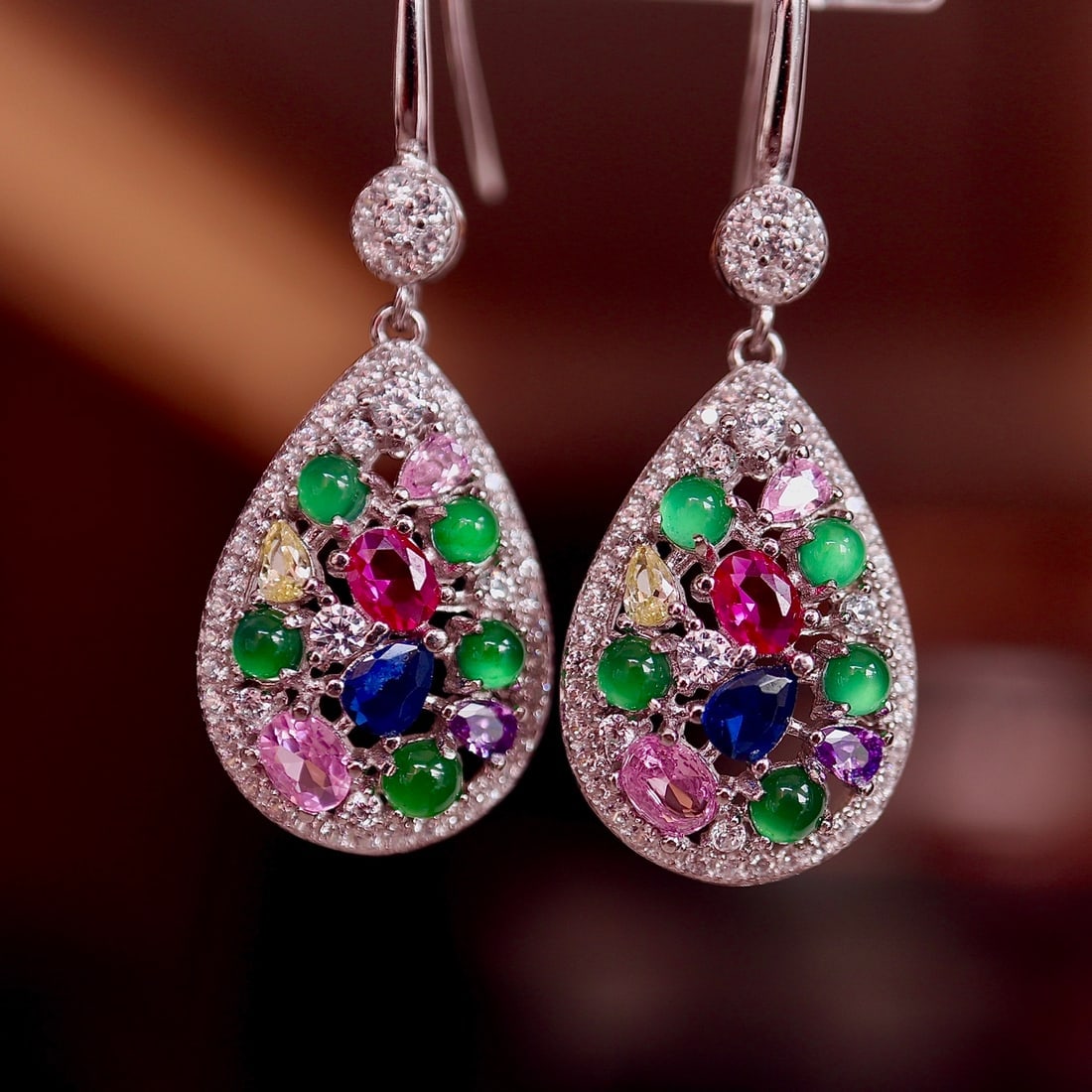 S925 Silver Natural Jade Earrings - 3