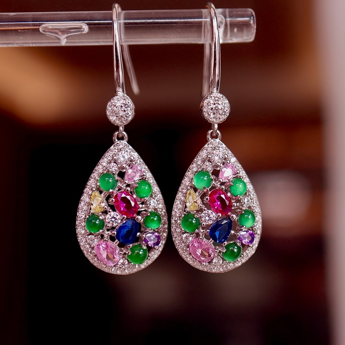 S925 Silver Natural Jade Earrings - 4