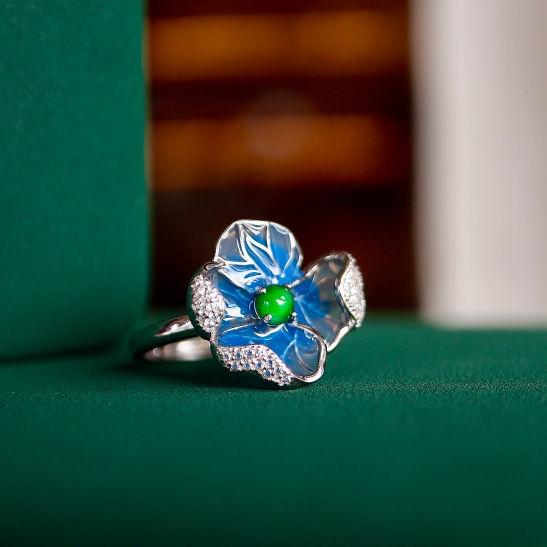 S925 Silver Natural Jade Ring - 6