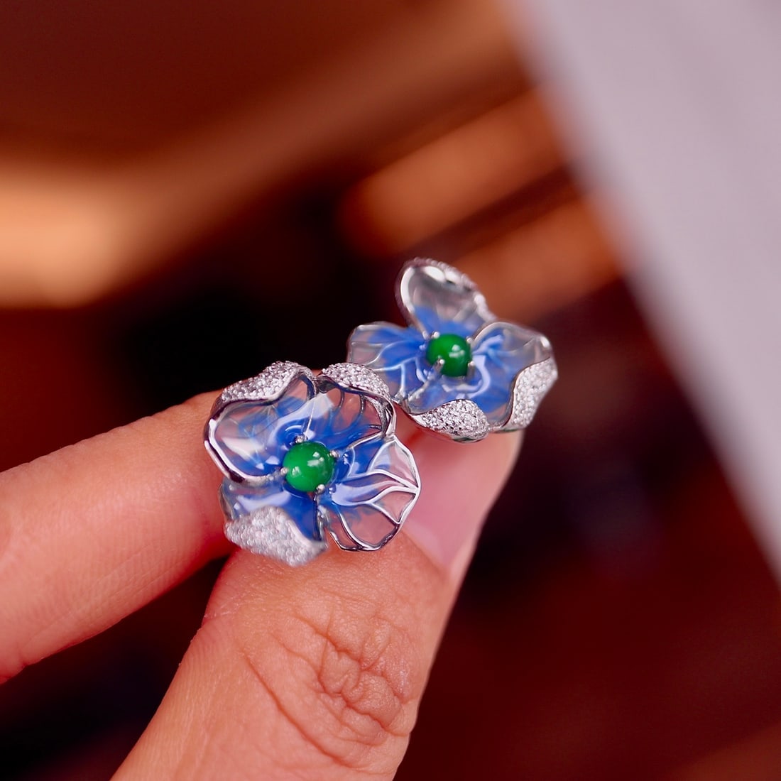 S925 Silver Natural Jade Earrings - 3
