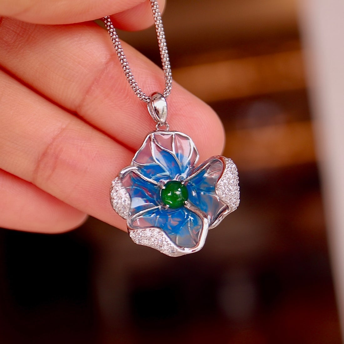 S925 Silver Natural Jade Pendant - 8