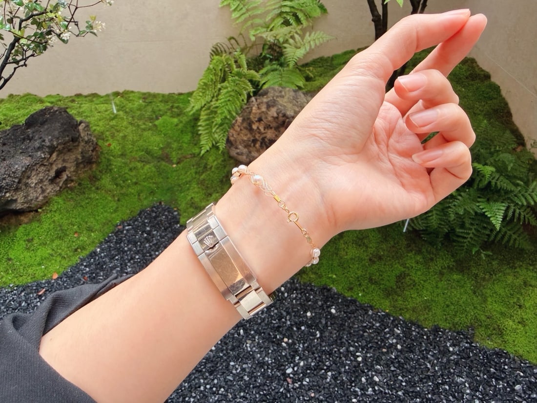 Natural round bead bracelet - 8