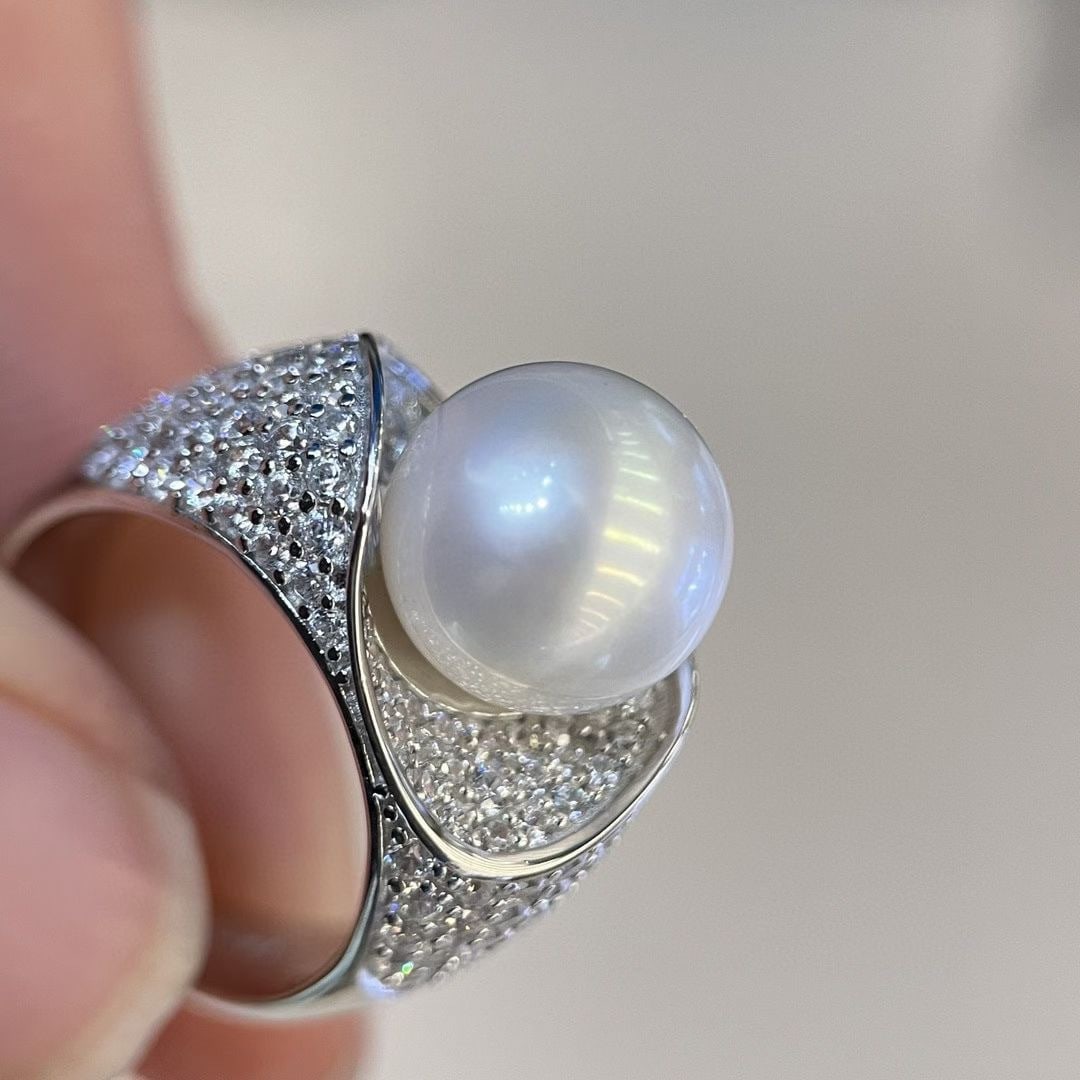 Sterling Silver Natural White Pearl Ring - 3