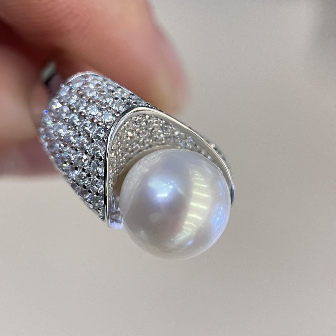Sterling Silver Natural White Pearl Ring - 4