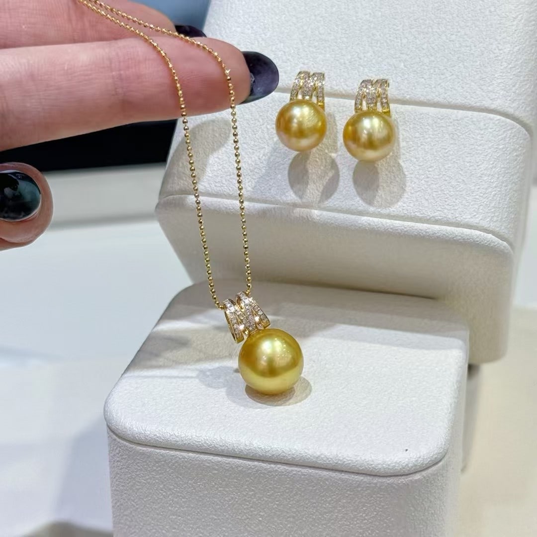 925 Sterling Silver Rich Gold Pearl Set - 3