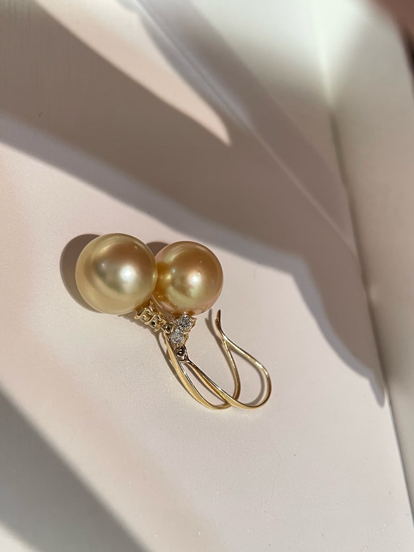 925 Sterling Silver Natural Gold Pearl Earrings - 3